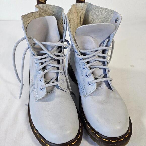 Women's 1460 Women's Pascal Virginia Leather Boots Sz 6. Light Blue Gray. - Picture 1 of 10